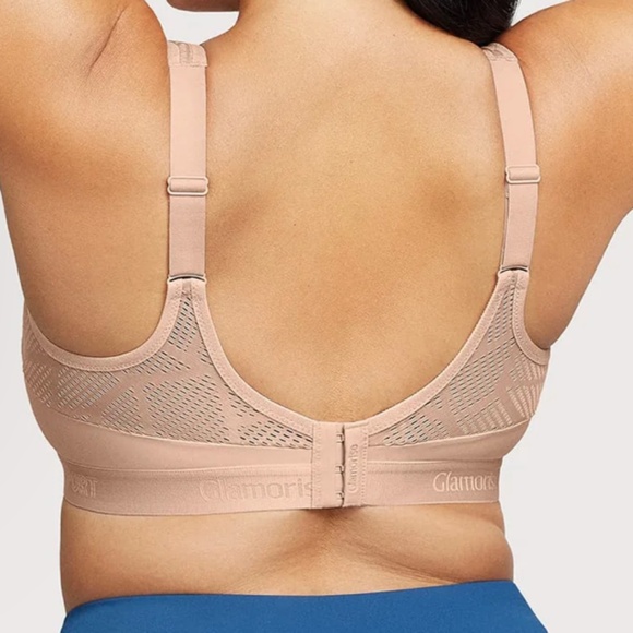 Glamorise Full Figure No Sweat Mesh Sports Bra Cafe NWT 38G - Picture 2 of 7